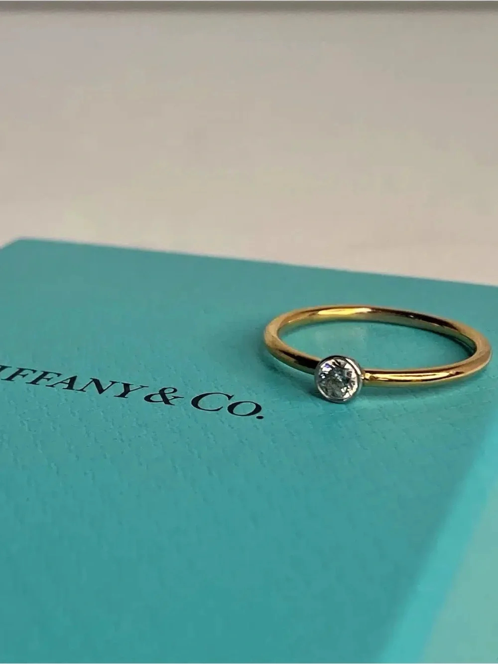 Tiffany & Co. 18k Gold Solitaire Ring with Diamond